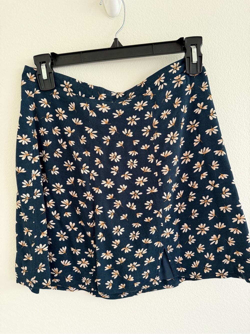 Navy Floral Mini Skirt with Pink Daisies from Anthropology